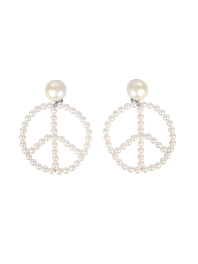 Shop Moschino Clip Earrings In White