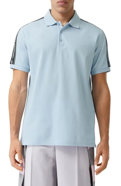 Burberry Stonely Logo Tape Short Sleeve Polo In Pale Blue | ModeSens