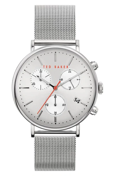 Shop Ted Baker Mimosaa Chronograph Mesh Strap Watch, 41mm In Silver