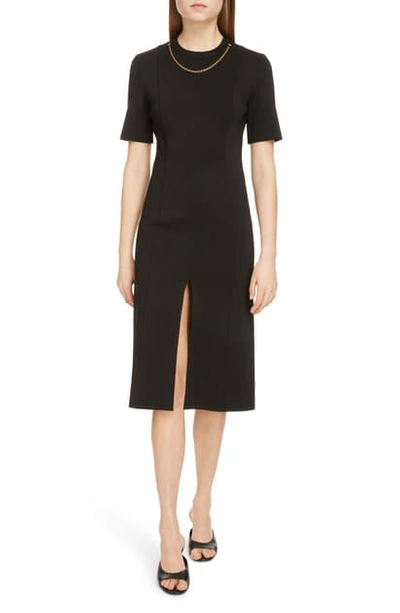 Shop Givenchy Chain Detail Punto Milano Sheath Dress In Black
