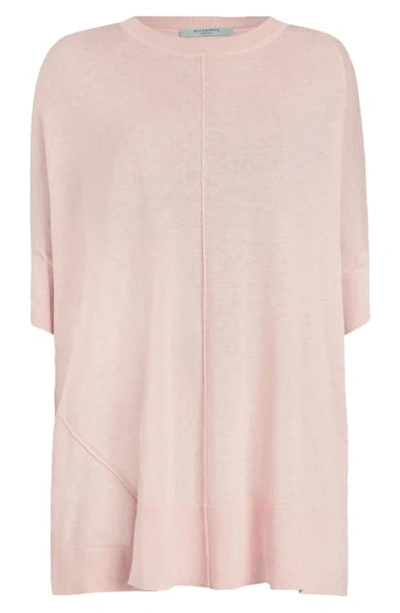 Shop Allsaints Della Short Sleeve Pullover In Shell Pink