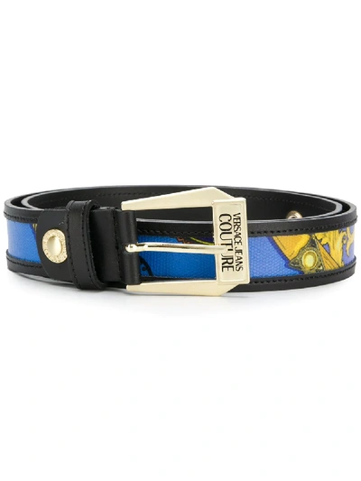 Shop Versace Jeans Couture Barocco Print Belt In Black