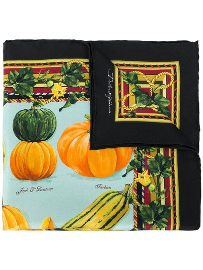 Shop Dolce & Gabbana Pumpkin Print Silk Scarf In Black