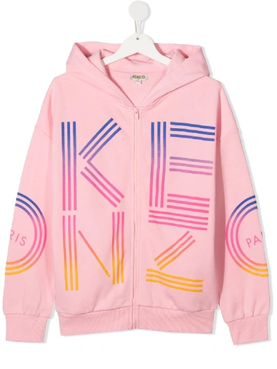 Shop Kenzo Long-sleeved Logo Print Hoodie In Pink
