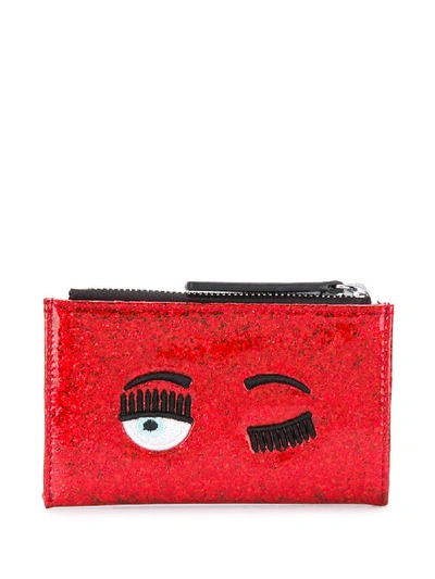 Shop Chiara Ferragni Wink Sequin Wallet In Red