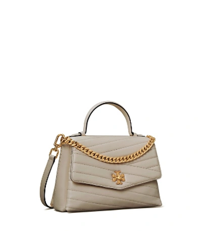 Shop Tory Burch Kira Chevron Top-handle Satchel In Gray Heron