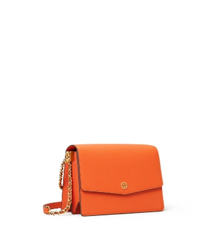 Shop Tory Burch Robinson Convertible Shoulder Bag In Canyon Orange