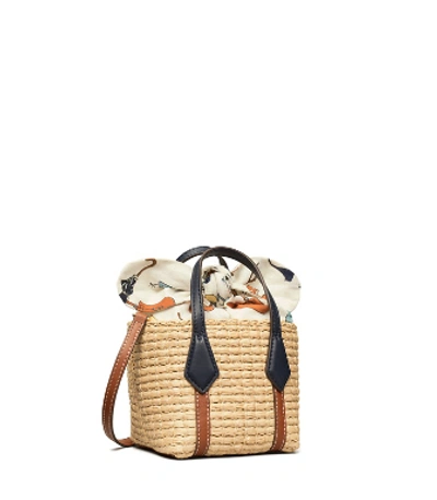 Shop Tory Burch Perry Straw Nano Tote In Natural/bon Voyage
