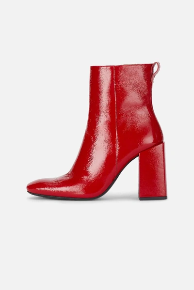 Shop Ami Alexandre Mattiussi Zipped Heeled Ankle Boots In Red