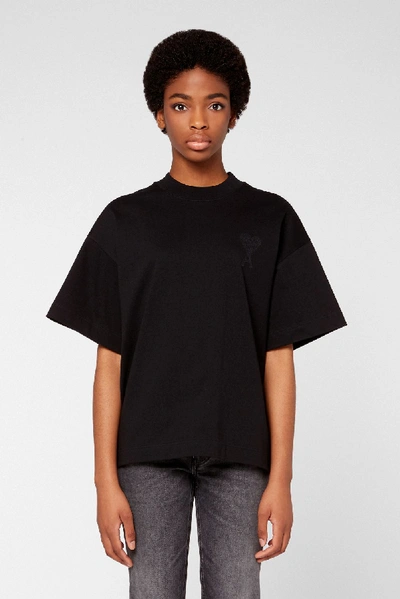 Shop Ami Alexandre Mattiussi Oversize Fit T-shirt With Ami De Coeur Embroidery In Black