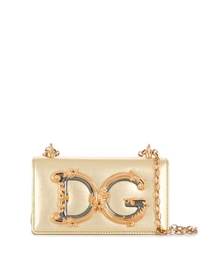 Shop Dolce & Gabbana Dg Girls Crossbody Bag In Gold