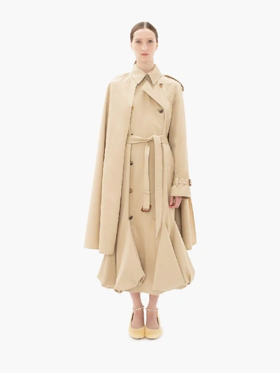 Shop Jw Anderson Bubble Hem Trench Coat Including Cape In Neutrals