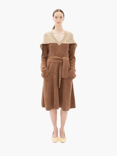 Shop Jw Anderson Cape V Neck Dress In Neutrals