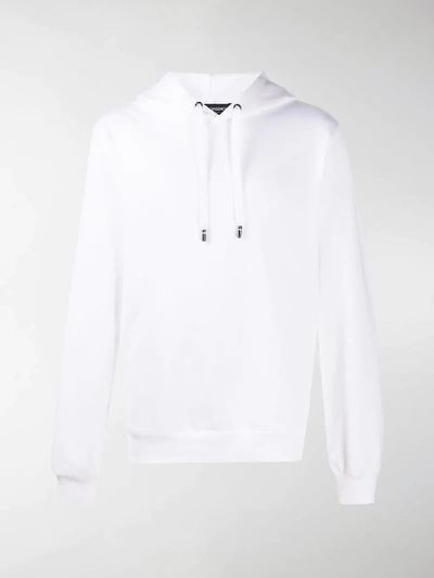 Shop Dolce & Gabbana Embroidered Logo Hooded Sweatshirt In White
