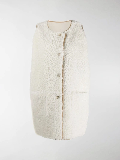 Shop Marni Sleeveless Lamb Fur Jacket In White