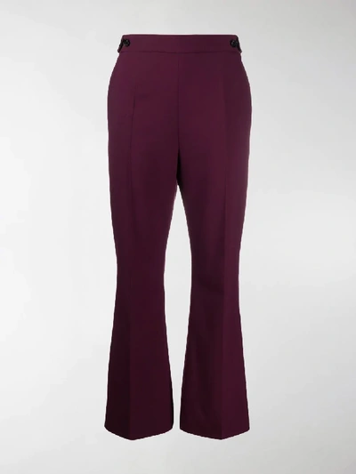 Shop Marni High-waisted Flared Trousers In Purple