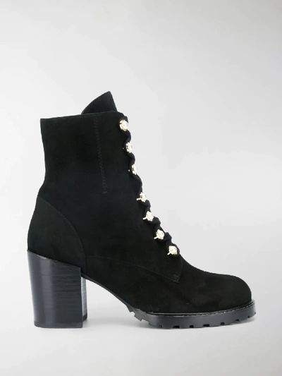 Shop Stuart Weitzman Ivey Lace-up Boots In Black