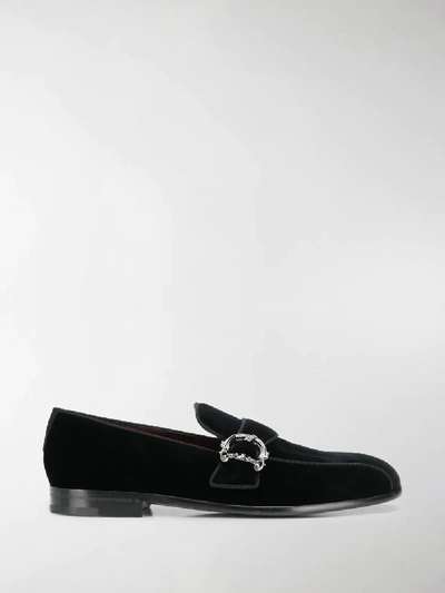 Shop Dolce & Gabbana Leonardo Velvet Loafers In Black