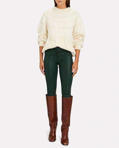 Shop L Agence Marguerite Coated Skinny Jeans In Evergreen