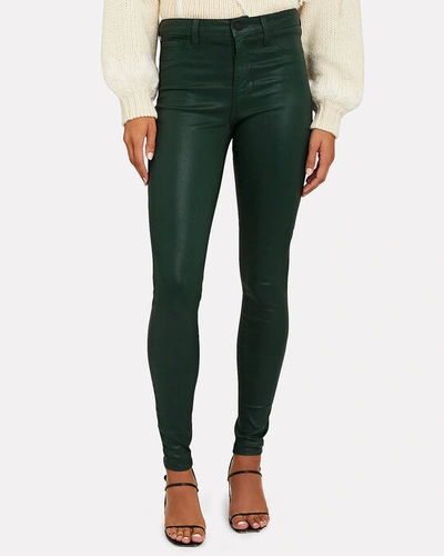 Shop L Agence Marguerite Coated Skinny Jeans In Evergreen