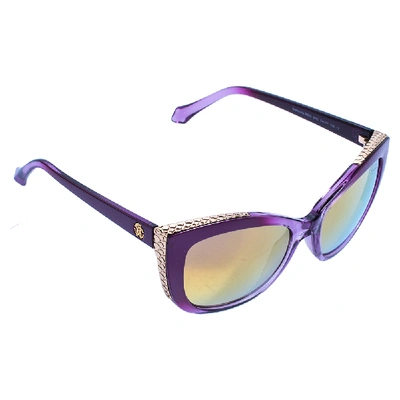 Pre-owned Roberto Cavalli Purple/ Gold Mirrored 888s Mekbuda Cateye Sunglasses