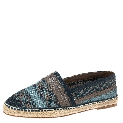 Pre-owned Dolce & Gabbana Multicolor Woven Leather Espadrilles Size 43 In Blue