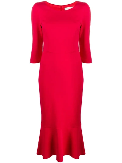 Shop Goat Kristina Peplum-hem Midi Dress In Red