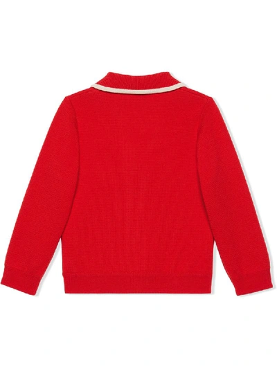 Shop Gucci Gg-motif Cardigan In Red