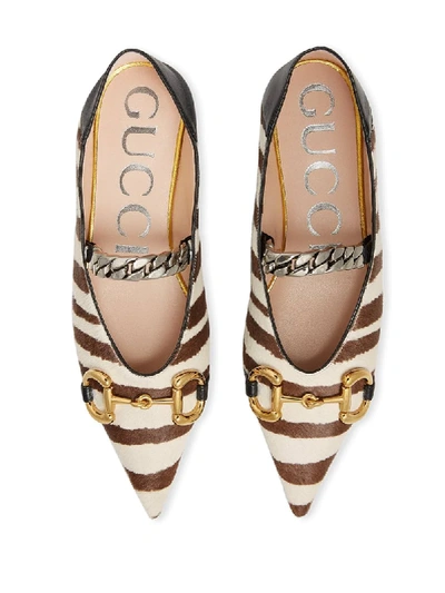 Shop Gucci Zebra Ballerina Shoes In White