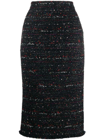Shop Alexander Mcqueen Tweed Pencil Skirt In Black