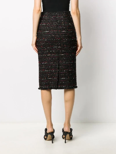 Shop Alexander Mcqueen Tweed Pencil Skirt In Black