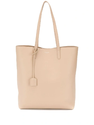 Shop Saint Laurent Bold Leather Shopping Bag In Neutrals