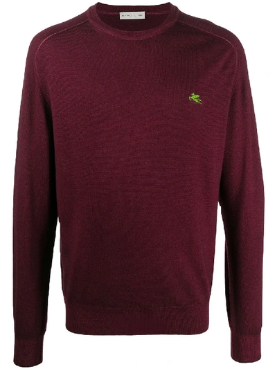 Shop Etro Embroidered Logo Jumper In Red