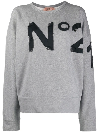 Shop N°21 Logo-patch Oversize Sweatshirt In Grey