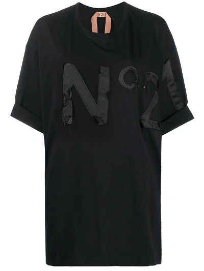 Shop N°21 Oversized Logo T-shirt In Black