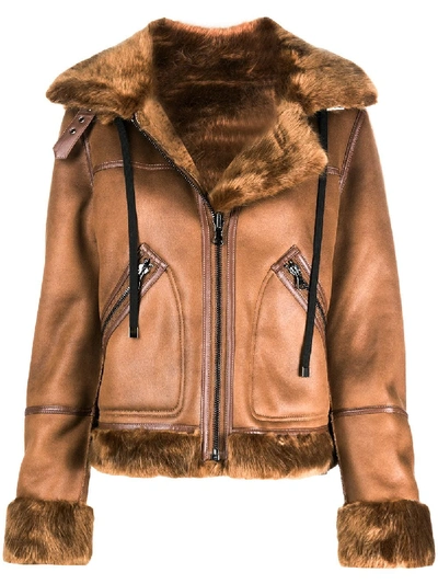 Shop Urbancode Fur-lined Jacket In Brown