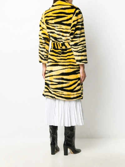 Shop Stand Studio Double-breasted Tiger Coat In Black