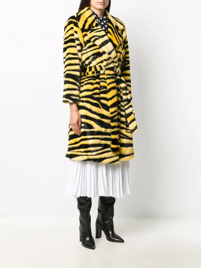 Shop Stand Studio Double-breasted Tiger Coat In Black