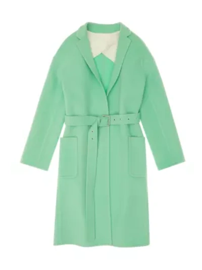 Shop Helmut Lang Belted Wool & Cashmere Coat In Radiated Green