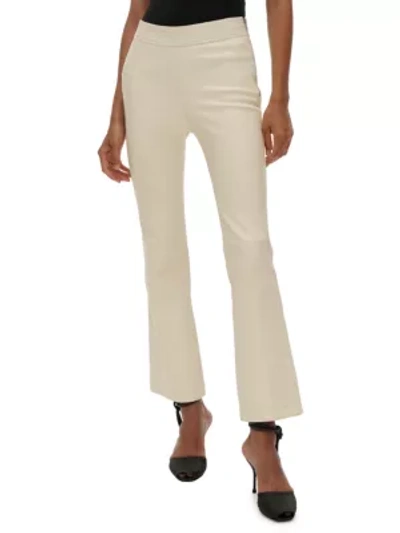 Shop Helmut Lang Leather Straight-leg Pants In Winter White
