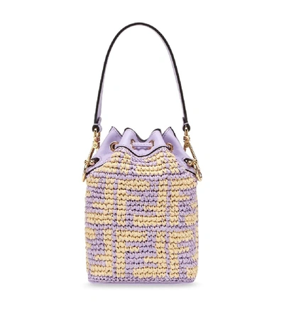 Shop Fendi Mini Mon Tresor Logo Bucket Bag In Anemone Purple