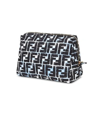 Shop Fendi X Joshua Vides Ff Logo Beauty Bag In Blue
