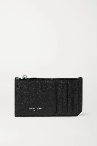 Shop Saint Laurent Textured-leather Cardholder In Black