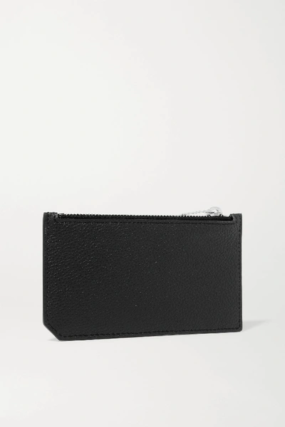 Shop Saint Laurent Textured-leather Cardholder In Black
