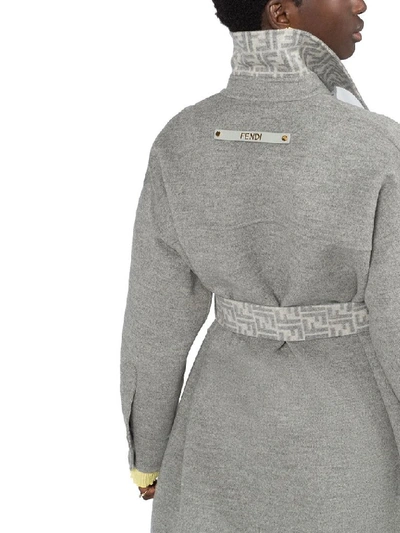 Shop Fendi Women's Grey Wool Coat