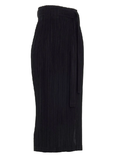 Shop Issey Miyake Pleats Please  Women's Black Polyester Skirt