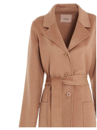 Shop Twinset Twin-set Women's Beige Polyester Trench Coat