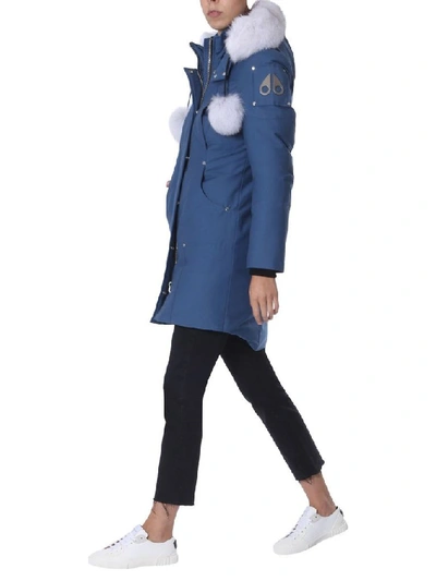 Shop Moose Knuckles Women's Blue Cotton Outerwear Jacket