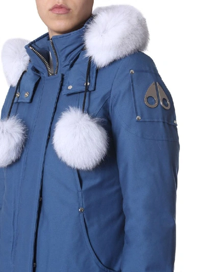 Shop Moose Knuckles Women's Blue Cotton Outerwear Jacket