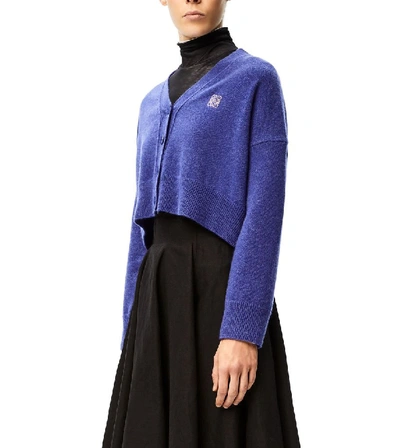 Shop Loewe Women's Blue Wool Cardigan